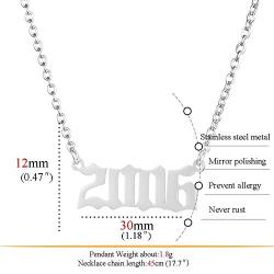 Birth Year Number Pendant Necklace for Women Girls Birthday Gift Charm Friendship Jewelry