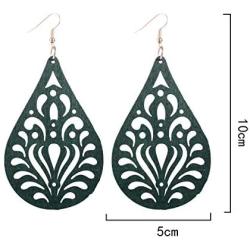 4 Pairs Lightweight Wooden Earrings African DIY Engraving Geometry Drop Earrings for Women Fashion Jewelry