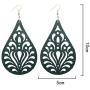 4 Pairs Lightweight Wooden Earrings African DIY Engraving Geometry Drop Earrings for Women Fashion Jewelry