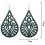 4 Pairs Lightweight Wooden Earrings African DIY Engraving Geometry Drop Earrings for Women Fashion Jewelry