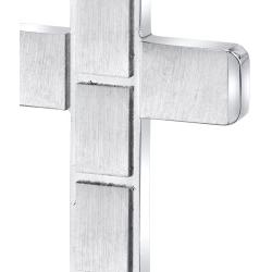 Peora Stainless Steel Cross Pendant Mens Brick Pattern Necklace Fathers Day Gift, 22 Inch Chain