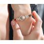 Allure Leather buckle titanium steel plated 18k rose gold bracelet female spring opening couple gift hand ornament