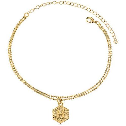 Initial Ankle Bracelets for Women Men, 18K Gold Silver Figaro Cuban Link Anklet Bracelet for Women Teen Girls, Custom Name Gold Anklet with Initials