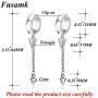 Fusamk Punk Rock Stainless Steel Triangle Ear Clip Earrings Spike Long Chain Dangle Earrings