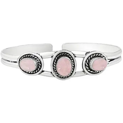 Natural Rose Quartz Cuff Bangle 925 Silver Overlay Handmade Vintage Boho Style Bangle Jewelry Natural Rose Quartz Cuff Bangle 925 Silver Overlay Handmade Vintage Boho Style Bangle Jewelry