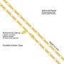 Lifetime Jewelry 4.5mm Rounded Figaro Chain Necklace for Men & Women 24k Gold Plated