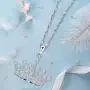 GemsChest Sterling Silver Round Cubic Zirconia Crown Pendant Necklace Queen Jewelry for Women with 18'' Silver Chain GemsChest Sterling Silver Round Cubic Zirconia Crown Pendant Necklace Queen Jewelry for Women with 18'' Silver Chain