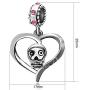 JMQJewelry Heart Skull Halloween Love Dangle 3 Colors Charms Beads for Bracelet Women