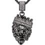 Aiyo Fashion Hip Hop Jewelry Crown Lion Head Pendant Iced Out Clear Rhinestones Curb Cuban Chain Stainless Steel Necklace