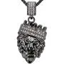 Aiyo Fashion Hip Hop Jewelry Crown Lion Head Pendant Iced Out Clear Rhinestones Curb Cuban Chain Stainless Steel Necklace