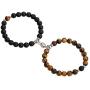 Pingyongchang 2Pcs/Set Couples Magnetic Beaded Bracelets Mutual Attraction Natural Volcanic Stone Beads Bracelet Gifts for Him and Her Lovers Best Friends