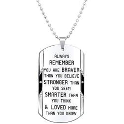 Elegant Chef Inspirational Jewelry Necklace Gift for Men Women- Always Remember You are Braver Stronger Smarter