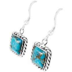 Turquoise Earrings 925 Sterling Silver & Genuine Gemstones (Choose Color)