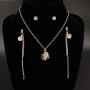 YAZILIND Clavicle Chain Cubic Zirconia Pendant Necklace Link Drop Dangle Stud Earrings Jewelry Set