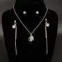 YAZILIND Clavicle Chain Cubic Zirconia Pendant Necklace Link Drop Dangle Stud Earrings Jewelry Set