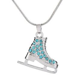 TEAMER 3D Turquoise Crystal Ice Skate Necklace Figure Skating Pendant Skater Necklace Jewelry Gifts for Teens Girls Women