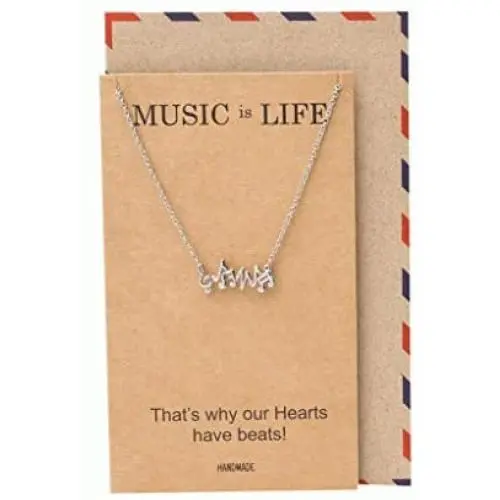 Quan Jewelry Music Note Necklace, Gifts for Music Lovers, Birthday Gifts for Women, Girls with Greeting Card, 16-inch to 18-inch Quan Jewelry Music Note Necklace, Gifts for Music Lovers, Birthday Gifts for Women, Girls with Greeting Card, 16-inch to 18-inch
