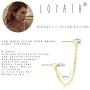 LOYATA Double Stud Earrings Gold Bar Diamond Cubic Zirconia Dainty Chain Dangle Drop 14K Gold Filled Small Simple Hypoallergenic Jewelry Gift for Women