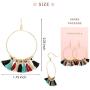 Bohemian Handmade Multi Color Tassel with Yellow Gold Plated Dangle Drop Statement Earrings