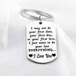 FUSTMW to My Man Keychain Husband Boyfriend Key Chain Gift I was a Little Late to Be Your First But I Want All of My Lasts to Be with You