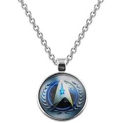 BEKECH Star Trek Necklace Glass Time Gem Star Trek Pendant Necklace Movie Inspired Jewelry Gift for Star Trek Fans Star Trek Necklace for Fans