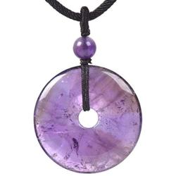 JUST IN STONES Gemstone 30mm Donut Beads Reiki Chakra Pendant Necklace Handmade Jewelry 22 Inch