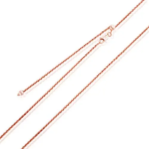 Sea of Ice Sterling Silver 1mm Sparkle Paillette Chain Adjustable Necklace for Women, Size 22'' Italy Sea of Ice Sterling Silver 1mm Sparkle Paillette Chain Adjustable Necklace for Women, Size 22'' Italy