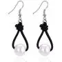 White Pearl Dangle Earrings on Genuine Leather Cord Hook Drop Bohemian Jewelry for Women White Pearl Dangle Earrings on Genuine Leather Cord Hook Drop Bohemian Jewelry for Women