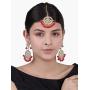 Aheli Beautiful Indian Traditional Wedding Faux Kundan Beaded Maang Tikka with Earrings Set for Women Ethnic Fashion Jewelry
