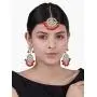 Aheli Beautiful Indian Traditional Wedding Faux Kundan Beaded Maang Tikka with Earrings Set for Women Ethnic Fashion Jewelry