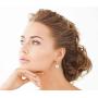 THE PEARL SOURCE 14K Gold AAA Quality Round Genuine White Akoya Cultured Pearl & Diamond Michelle Earrings for Women