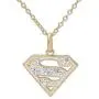 DC Comics Superman Logo Womens Jewelry, Yellow Gold Plated Swarovski Crystal Pendant Necklace 18'' Chain