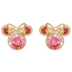 Disney Minnie Mouse 10K Gold Birthstone Stud Earrings,