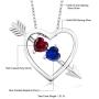 Gem Stone King 925 Sterling Silver Created Ruby and Created Sapphire Heart and Arrow Pendant Necklace (1.21 Ct with 18 Inch Silver Chain)