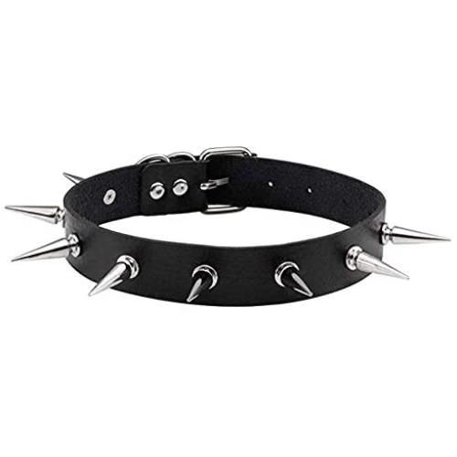 MJartoria Gothic Jewelry-Artificial Leather Choker Goth Necklace for Women Adjustable Punk Rock Gothic Heart O-Ring Choker Collar Necklace
