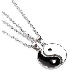 Yinyang Bff Couples Pendant Necklace Chain for Women Mens Personalized Matching Puzzle Diagrams Best Friend Necklaces Gifts for Girlfriend Valentines Birthday
