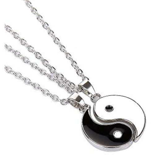 Yinyang Bff Couples Pendant Necklace Chain for Women Mens Personalized Matching Puzzle Diagrams Best Friend Necklaces Gifts for Girlfriend Valentines Birthday
