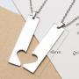 Fanery Sue 2PC Personalized Name Necklace Custom Engraved Matching Heart Puzzles Pendant Anniversary for Couples Best Friends