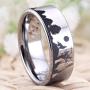 Cloud Dancer 8MM Width Silver Pipe Howling Wolf Wolves Landscape Scene Tungsten Ring Flat Polished Finish-Free Engraving Inside Sizes 4 to 17