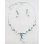 Faship Gorgeous Rhinestone Crystal Dangle Floral Necklace Earrings Set
