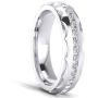 Unisex Comfort Fit Sterling Silver 5mm Domed Simulated Diamond Full Eternity Ring Patterned Wedding Band