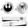 Kooer Classic Engraved Viking Rune Vegvisir Cuff Links Tie Bar Personalized Wedding Cufflinks Jewelry Gift for Men