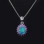 CiNily 14K White Gold Plated Opal Pendant Necklace-Flower/Oval Shap Necklace Gemstone Women Girls Jewelry Gift