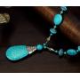 Suyi Long Pendant Turquoise Necklace for Women Bohemian Handmade Beaded Necklace Jewelry