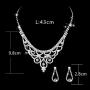 Unicra Bride Silver Necklace Earrings Set Crystal Bridal Wedding Jewelry Set Rhinestone Bridesmaid Party Choker Necklace Drop Dangle Earrings Sets for Women and Girls (Silver-3)