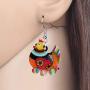 WEVENI Acrylic Cute Cartoon Hen Chicken Earrings Dangle Drop Farm Theme Jewelry For Women Girls Novelty Gift