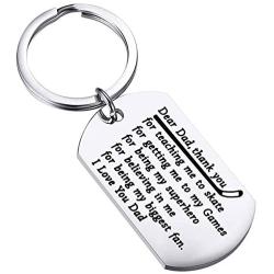 BEKECH Hockey Dad Gifts Ice Hockey Keychain Sport Dad Thank You Gift Dear Dad Thank You for Teaching Me to Skate Fathers Day Hockey Gifts for Dad from Daughter Son