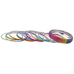 LUX ACCESSORIES Multicolored Colorful Rainbow Fashion Bangles Set of 18 Pieces
