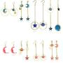 Gmillions Fashion 8 Pairs Moon and Star Earth Planet Drop Asymmetric Earrings Long Pendant Dangle Jewelry for Woman Girls