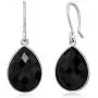 Gem Stone King 925 Sterling Silver Black Onyx Dangle Earrings 13.00 Cttw Gemstone Birthstone Pear Shape 16X12MM